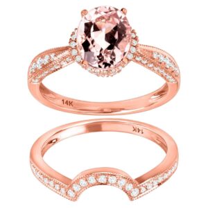 1 3/4 ct Morganite & 3/8 ct Diamond Ring