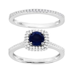 7/8 ct Sapphire & 1/2 ct Diamond Ring